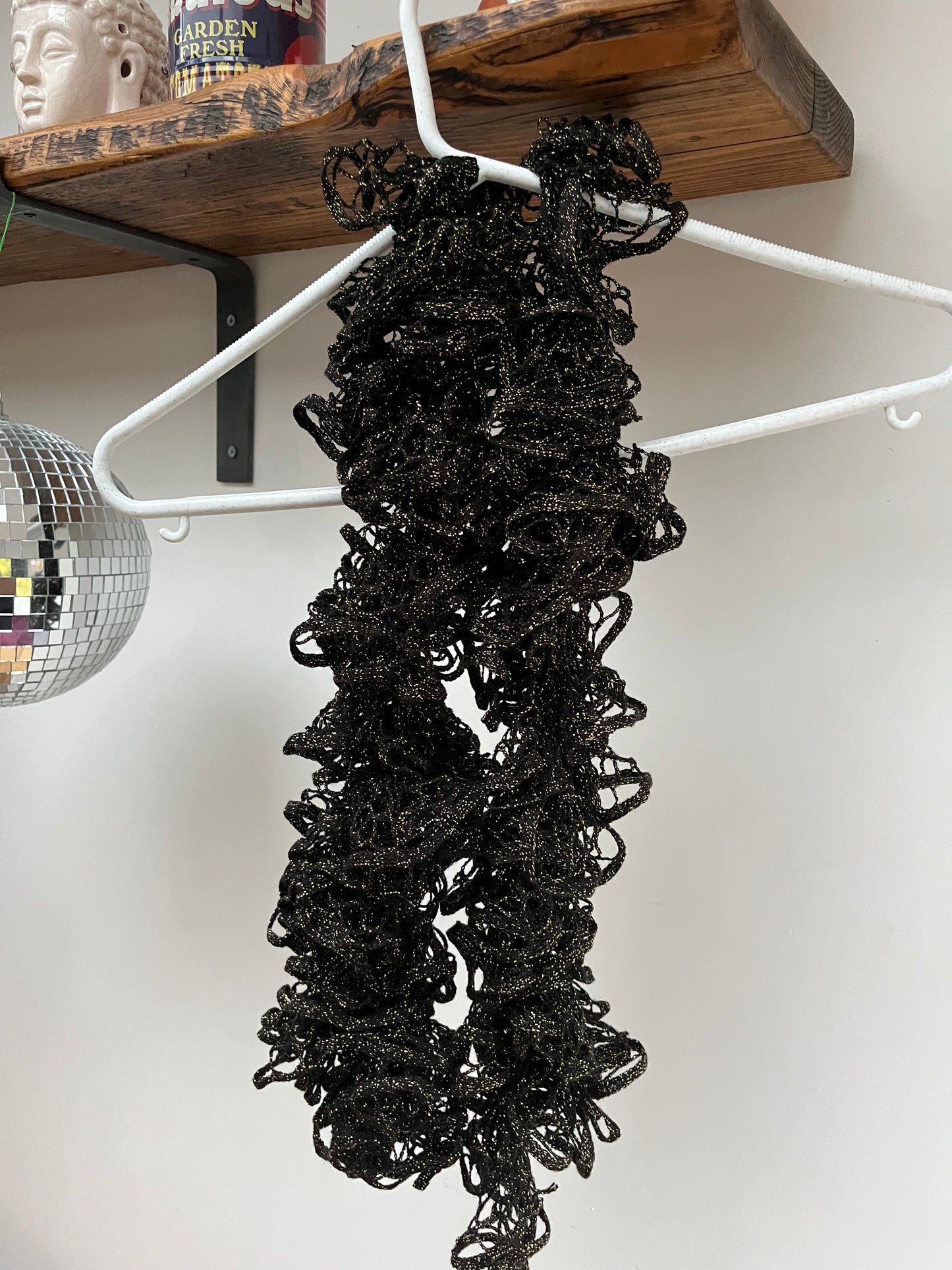 Night shine ruffle crochet scarf