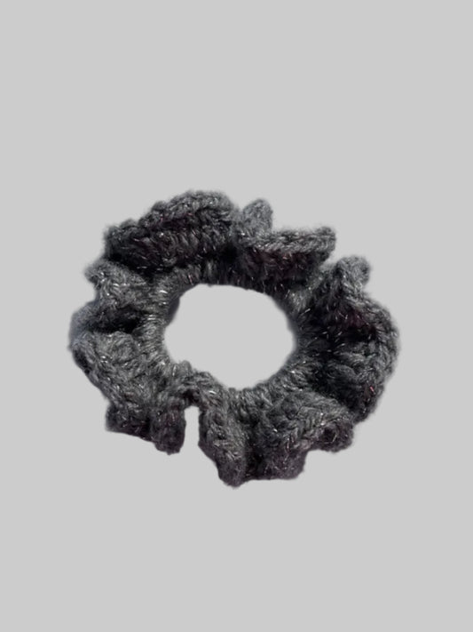 Sparkling grey mini scrunchie