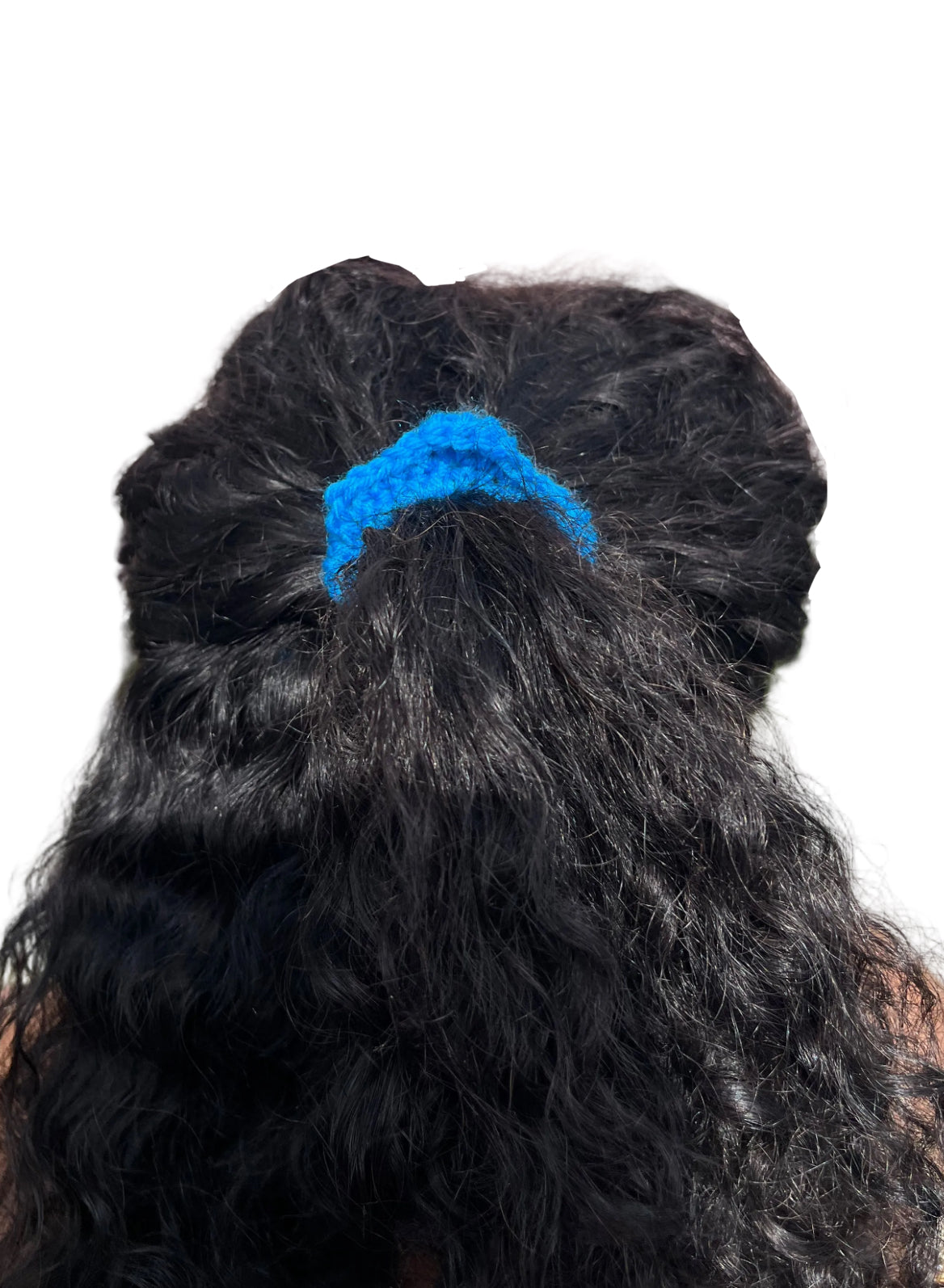 Bright blue asymmetrical mini scrunchie